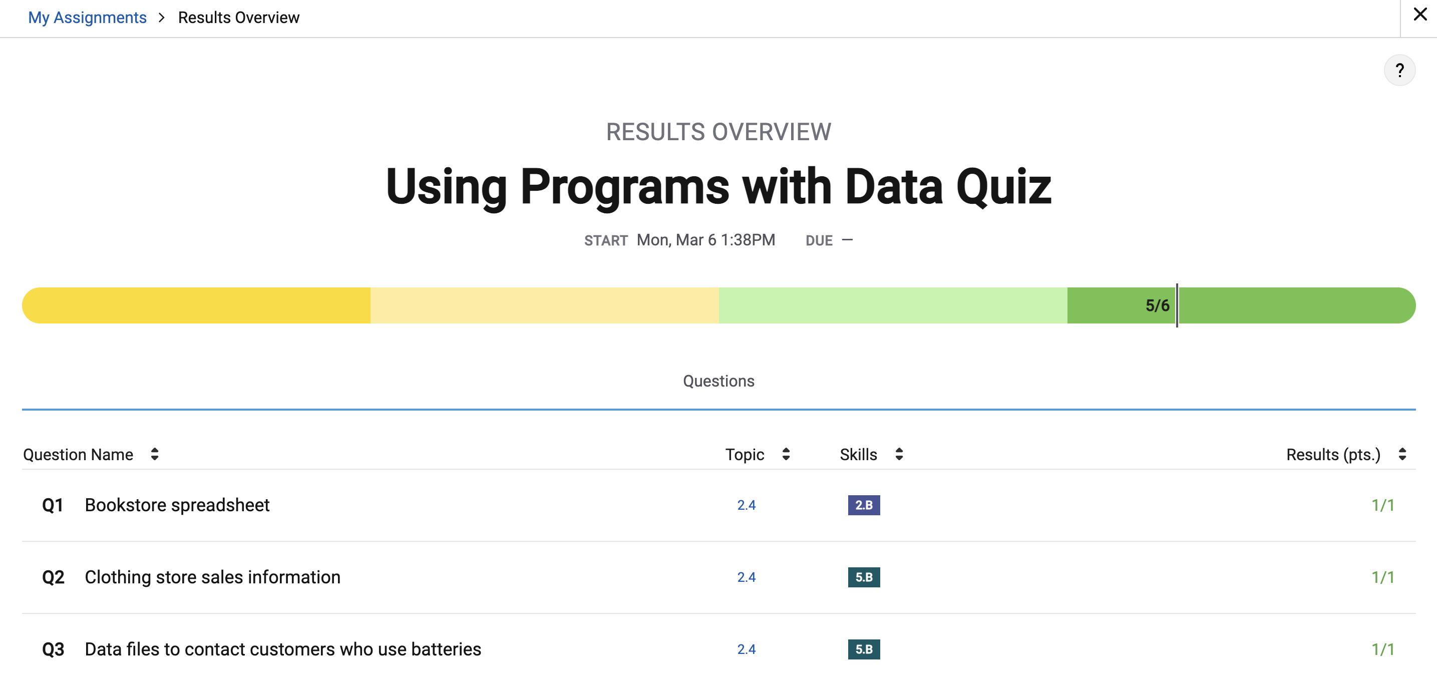 Programs Data Quiz